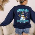 Surviving The Teacher Life Pjs Pajamas Christmas Xmas Teache Women's Sweatshirt Back Print Navy