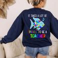 It Takes A Lot Of Sparkle To Be A Teacher Rainbow Fish For Men Women Women's Sweatshirt Back Print Navy