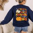 I Teach The Coolest Pumpkins In The Patch Teacher Halloween Women's Sweatshirt Back Print Navy