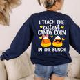 I Teach The Cutest Candy Corn In The Bunch Teacher Halloween Women's Sweatshirt Back Print Navy I Teach The Cutest Candy Corn In The Bunch Teacher Halloween Women's Sweatshirt Back Print Navy