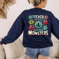 I Teach The Cutest Little Monsters Teacher Halloween Outfit Women's Sweatshirt Back Print Navy I Teach The Cutest Little Monsters Teacher Halloween Outfit Women's Sweatshirt Back Print Navy