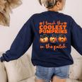 I Teach The Cutest Pumpkins Halloween Teacher Cat Lover Women's Sweatshirt Back Print Navy I Teach The Cutest Pumpkins Halloween Teacher Cat Lover Women's Sweatshirt Back Print Navy