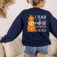 I Teach The Cutest Pumpkins In The Patch Fall Autumn Teacher Women's Sweatshirt Back Print Navy I Teach The Cutest Pumpkins In The Patch Fall Autumn Teacher Women's Sweatshirt Back Print Navy