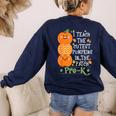 I Teach The Cutest Pumpkins In Patch Pre-K Halloween Teacher Women's Sweatshirt Back Print Navy