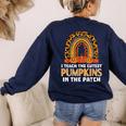 Teach Leopard Rainbow Cute Halloween Costume Teacher Women Women's Sweatshirt Back Print Navy
