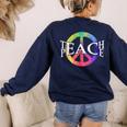 Teach Peace For Teachers And Educators Counselor Women's Sweatshirt Back Print Navy Teach Peace For Teachers And Educators Counselor Women's Sweatshirt Back Print Navy