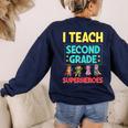 I Teach Second Grade Superheroes Teacher Superhero Women's Sweatshirt Back Print Navy I Teach Second Grade Superheroes Teacher Superhero Women's Sweatshirt Back Print Navy