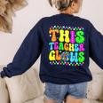 This Teacher 80s 90s Teachers's Day Glows Last Day Of School Women's Sweatshirt Back Print Navy