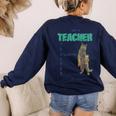 I Am A Teacher Alcoholic Cat Beer Feline Men Women Women's Sweatshirt Back Print Navy