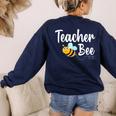 Teacher Bee Bumblebee Back To School Women's Sweatshirt Back Print Navy Teacher Bee Bumblebee Back To School Women's Sweatshirt Back Print Navy
