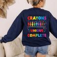 Teacher We Are Like a Box Of Crayons Back To School Women's Sweatshirt Back Print Navy Teacher We Are Like a Box Of Crayons Back To School Women's Sweatshirt Back Print Navy
