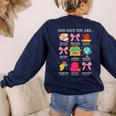 Teacher Christian God Says I Am Faith Religious Bible Verse Women's Sweatshirt Back Print Navy