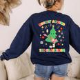 Teacher Christmas Shirts Pajama Matching Rockin' Around The Classroom -Adult Short Sleeve Small Modern Festive Christmas Teacher Xmas Vibes T-Shirt Women's Sweatshirt Back Print Navy