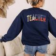 Teacher Filipino Vintage Heritage DNA Flag Women's Sweatshirt Back Print Navy Teacher Filipino Vintage Heritage DNA Flag Women's Sweatshirt Back Print Navy