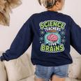 Teacher Halloween Costume Science Teachers Love Brains Women's Sweatshirt Back Print Navy