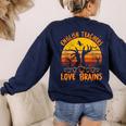 Teacher Halloween All English Teachers Love Brains Women's Sweatshirt Back Print Navy Teacher Halloween All English Teachers Love Brains Women's Sweatshirt Back Print Navy