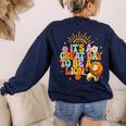 Teacher Life Back To School It's A Great A Day To Be A Lion Women's Sweatshirt Back Print Navy
