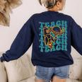 Teacher Outer Space Science Astronomy Planet Saturn Teach Women's Sweatshirt Back Print Navy