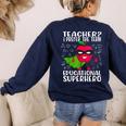 Teacher I Prefer The Term Educational Superhero Women's Sweatshirt Back Print Navy Teacher I Prefer The Term Educational Superhero Women's Sweatshirt Back Print Navy