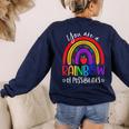 Teacher You Are a Rainbow Of Possibilities Funny Women's Sweatshirt Back Print Navy