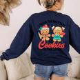 Teacher Of Smart Cookies Cute Gingerbread Teacher Christmas Women's Sweatshirt Back Print Navy Teacher Of Smart Cookies Cute Gingerbread Teacher Christmas Women's Sweatshirt Back Print Navy