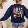 Teacher Thanksgiving Shirt Women One Thankful Teacher Fall Women's Sweatshirt Back Print Navy