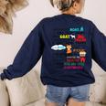Teacher I Will Read Book On Boat Kids Women Bookworm Women's Sweatshirt Back Print Navy