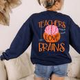 Teachers Love Brains Halloween T-Shirt For Men Women Women's Sweatshirt Back Print Navy Teachers Love Brains Halloween T-Shirt For Men Women Women's Sweatshirt Back Print Navy