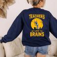 Teachers Love Brains Shirt Men Women Halloween Teacher Women's Sweatshirt Back Print Navy Teachers Love Brains Shirt Men Women Halloween Teacher Women's Sweatshirt Back Print Navy