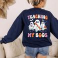 Teaching My Boos Teacher Cute Ghost Teacher Halloween Women's Sweatshirt Back Print Navy Teaching My Boos Teacher Cute Ghost Teacher Halloween Women's Sweatshirt Back Print Navy