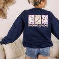 Teaching Is My Boos Teacher Ghost Halloween Women Girls Women's Sweatshirt Back Print Navy