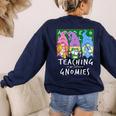 Teaching My Little Gnomies With Gnome For Teacher Women Women's Sweatshirt Back Print Navy Teaching My Little Gnomies With Gnome For Teacher Women Women's Sweatshirt Back Print Navy