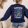 Teaching Music Is My Superpower Music Teacher For Men Women Kids Women's Sweatshirt Back Print Navy