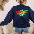 Teaching Is My Superpower Comic Back To School Teacher Women's Sweatshirt Back Print Navy