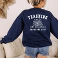 Teaching Tiny Disciples Christian Bible Verse Teacher Women's Sweatshirt Back Print Navy