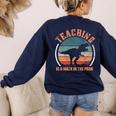Teaching Is A Walk In The Park Teacher T-Rex Retro Women's Sweatshirt Back Print Navy Teaching Is A Walk In The Park Teacher T-Rex Retro Women's Sweatshirt Back Print Navy