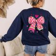 Teaching Is A Work Of Heart Pencil Bow Teacher Valentine Women's Sweatshirt Back Print Navy Teaching Is A Work Of Heart Pencil Bow Teacher Valentine Women's Sweatshirt Back Print Navy