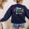 Team Pre-K Shirt PreSchool Teacher Student Back To School Women's Sweatshirt Back Print Navy