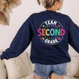 Team Second Grade Teacher Back To School 2nd Grade Squad Women's Sweatshirt Back Print Navy