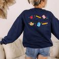 TGIF Teacher Alphabet Kindergarten Teacher Appreciation Women's Sweatshirt Back Print Navy