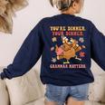 Thanksgiving Grammar Thankful English Teacher Fall Turkey Women's Sweatshirt Back Print Navy