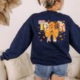 Thanksgiving Teacher Pencil Bow One Thankful Teacher Fall Women's Sweatshirt Back Print Navy Thanksgiving Teacher Pencil Bow One Thankful Teacher Fall Women's Sweatshirt Back Print Navy