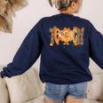 Thanksgiving Turkey Teach Thankful Teacher Girly Bow Women Women's Sweatshirt Back Print Navy Thanksgiving Turkey Teach Thankful Teacher Girly Bow Women Women's Sweatshirt Back Print Navy
