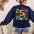 Tie Dye 5th Grade Typography Team Fifth Grade Teacher For Men Women Girls Kids Women's Sweatshirt Back Print Navy