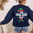 The Toddler Teacher Elf Christmas Matching Family Women's Sweatshirt Back Print Navy The Toddler Teacher Elf Christmas Matching Family Women's Sweatshirt Back Print Navy