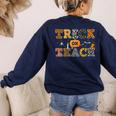 Trick Or Teach Funny School Teacher Halloween Costume Women's Sweatshirt Back Print Navy Trick Or Teach Funny School Teacher Halloween Costume Women's Sweatshirt Back Print Navy