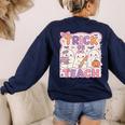 Trick Or Teach Retro Halloween Teacher Look Women's Sweatshirt Back Print Navy Trick Or Teach Retro Halloween Teacher Look Women's Sweatshirt Back Print Navy