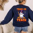 Trick Or Teach Teacher Halloween Ghost Pencil Floral Women's Sweatshirt Back Print Navy Trick Or Teach Teacher Halloween Ghost Pencil Floral Women's Sweatshirt Back Print Navy