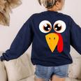 Turkey Face Halloween Costume Thanksgiving Teacher Nurse Women's Sweatshirt Back Print Navy