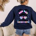 Twinning With My Teacher Bestie Twin Day Friends Teacher Women's Sweatshirt Back Print Navy